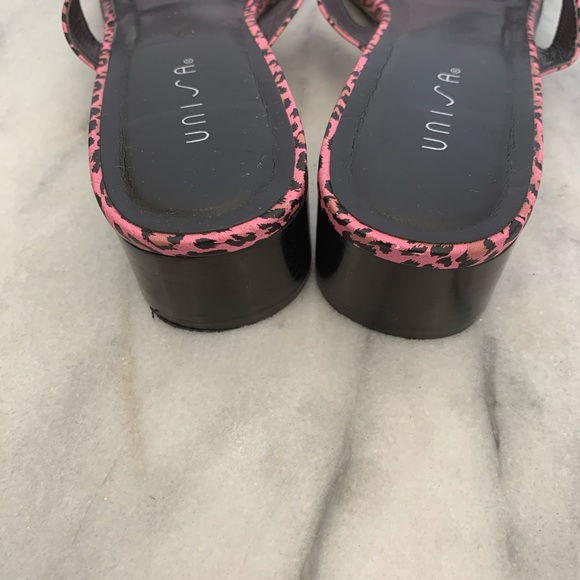 Vintage 90s Unisa pink leopard print heel sandals - Picture 6 of 7